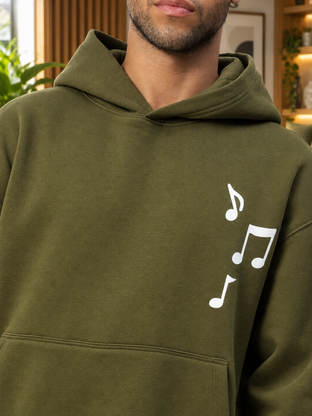 WEARDUDS FLEECE MUSIC GRAPHIC C0-SET OLIVE GREEN