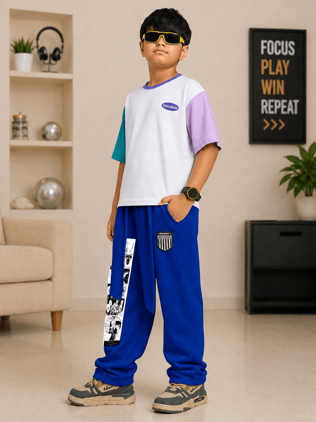 CHILL WITH FUN JOGGER FOR BOYS GIRLS BLUE