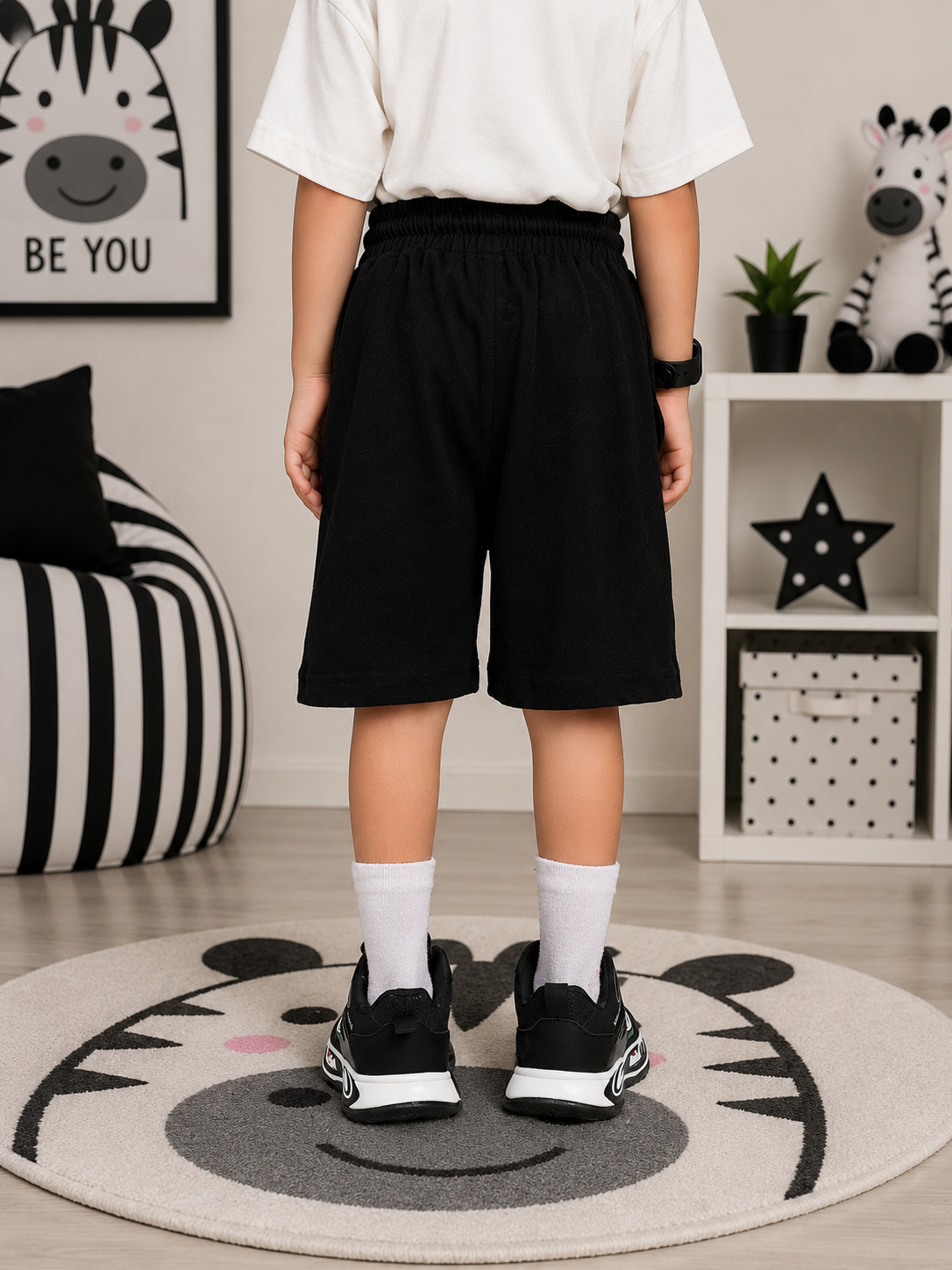 ZIPPY ZEBRA COOL SHORTS FOR BOYS GIRLS BLACK