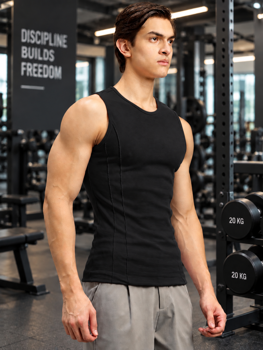 SLEEVELESS TANK GYM T-SHIRT BLACK