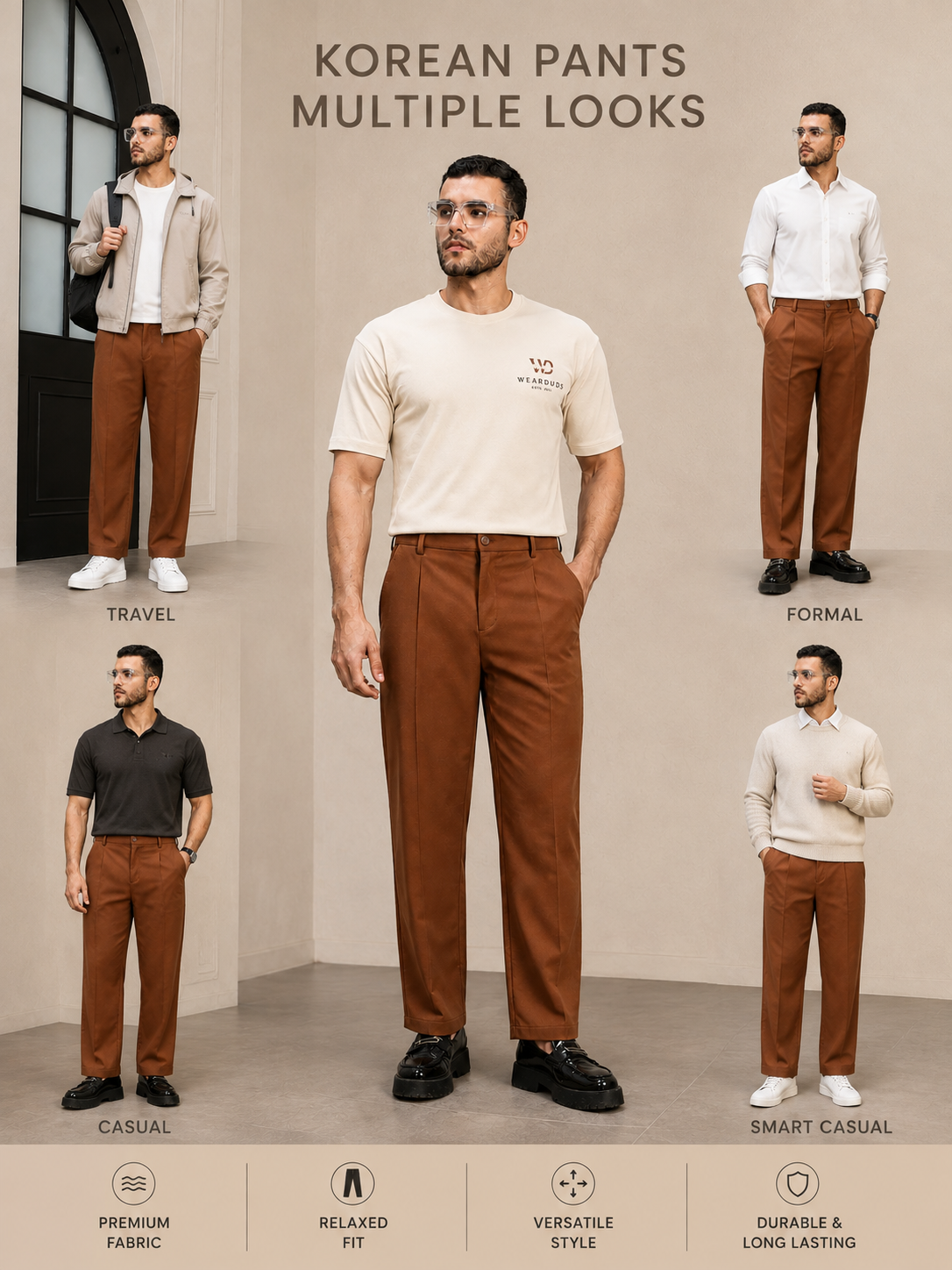 HIGH-FLEX TAILORED PANTS BROWN