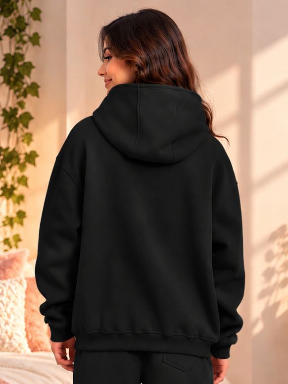 WOMEN SHOOTER COTTON FLEECE HOODIE BLACK
