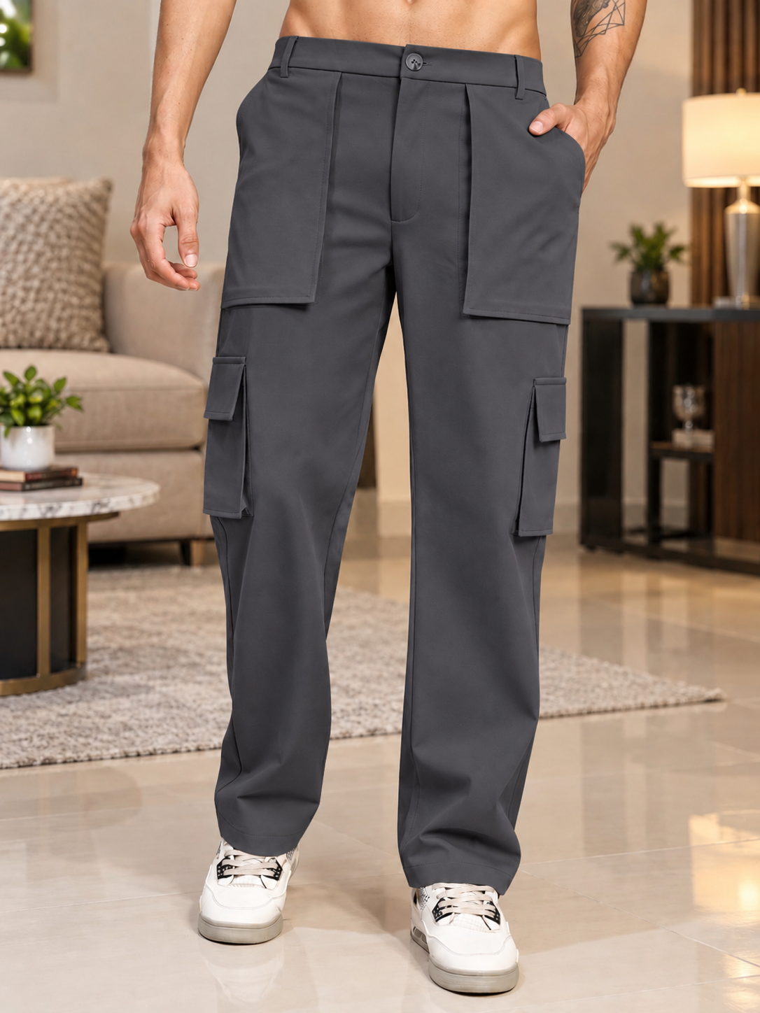 URBAN STREETWEAR OVERSIZED CARGO DARK GREY