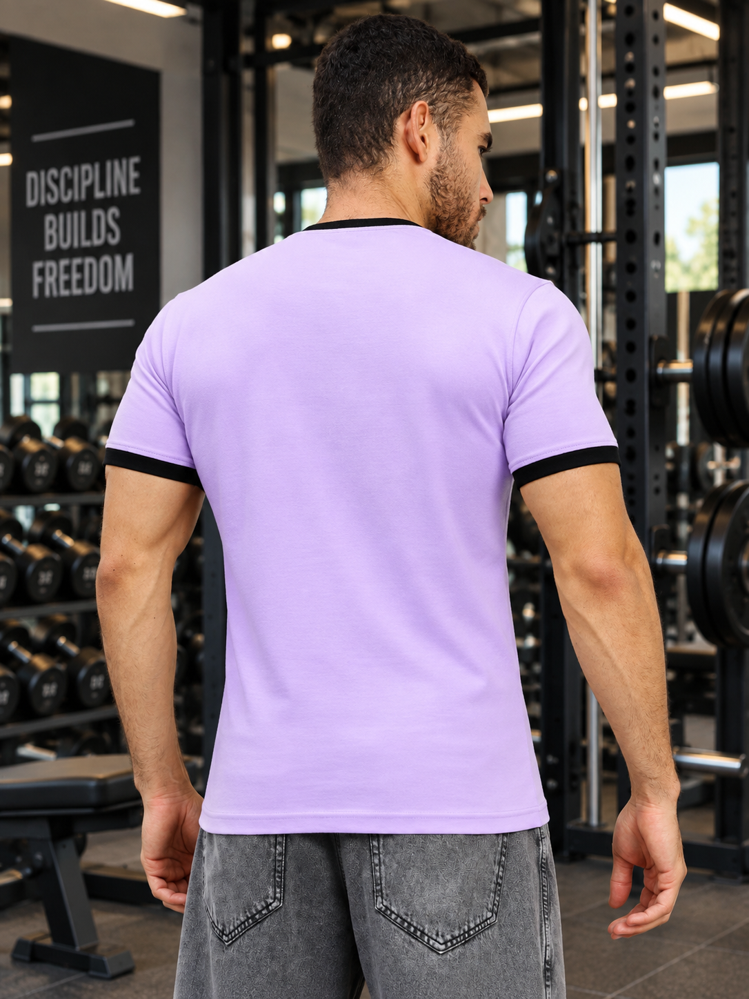 MINIMALIST CONTRAST EDGE T-SHIRT LAVENDER
