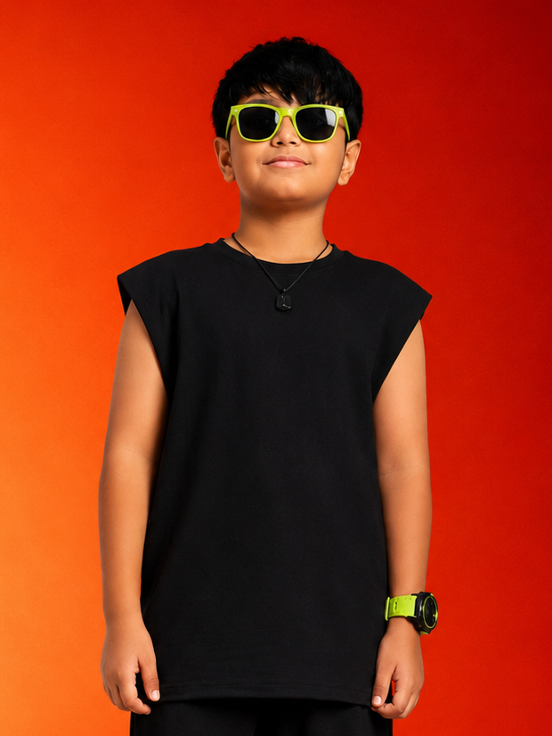 NEON RUSH SLEEVELESS T-SHIRT FOR BOYS GIRLS BLACK