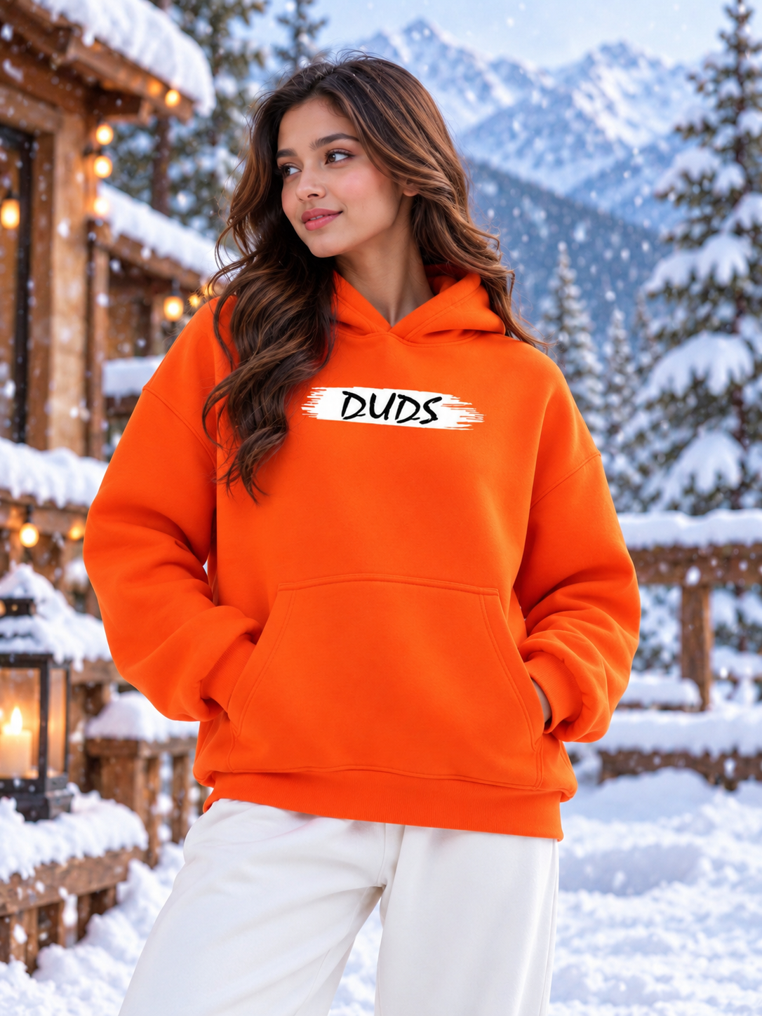 WOMEN BLOOM QUOTE FLEECE OVERSIZED HOODIE ORANGE
