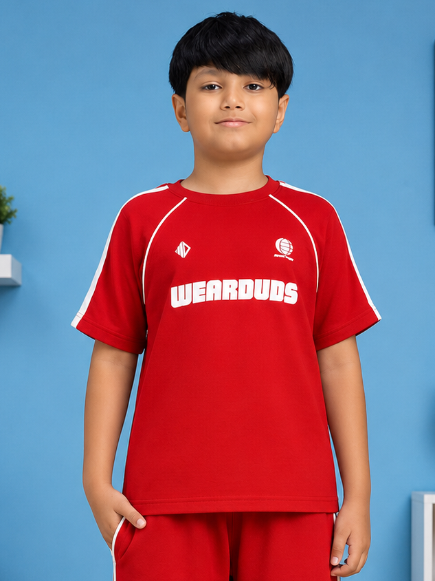 KIDS ROSTER T-SHIRT BOYS GIRLS RED WHITE