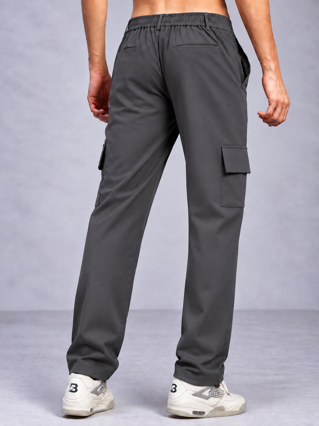 BELT LOOPS CARGO TROUSERS GREY