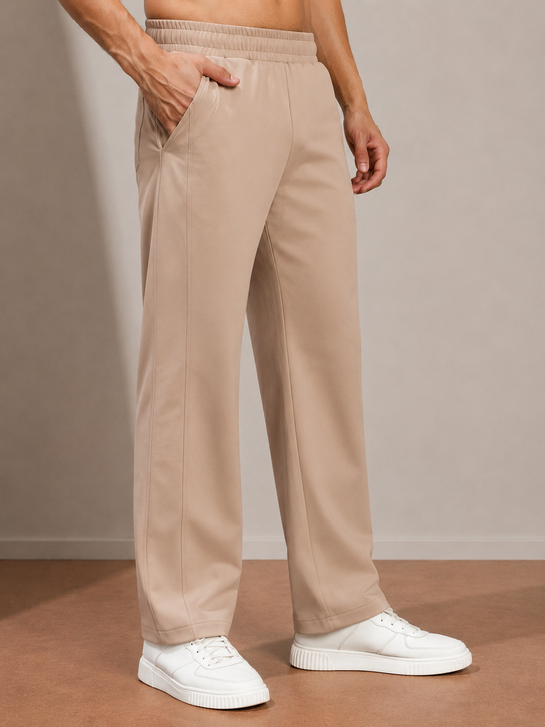 ATHLETIC DRESS TRACK TROUSERS BEIGE