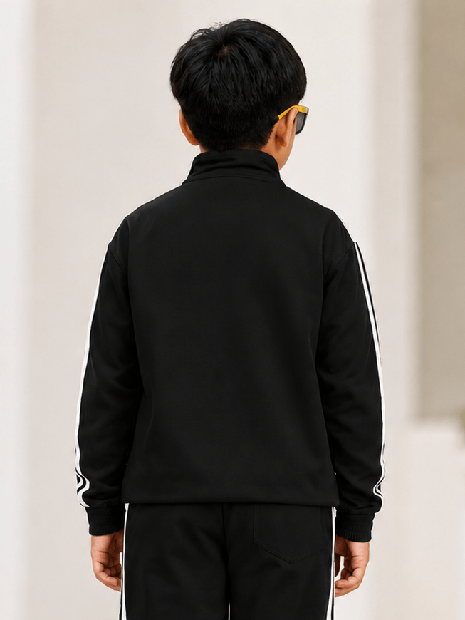 SPORTY ZIP UP JACKET FOR BOYS GIRLS ROYAL BLACK