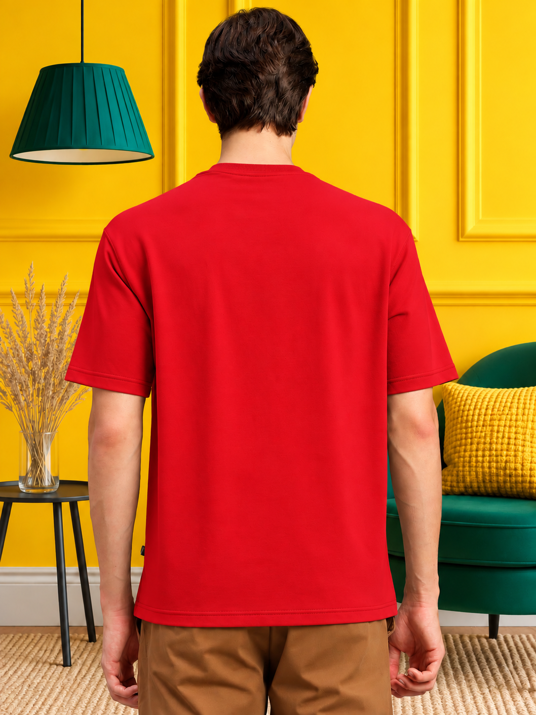 PANEL OVERSIZED CREW T-SHIRT RED