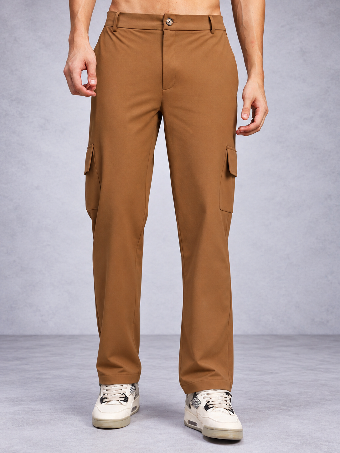 BELT LOOPS CARGO TROUSERS BROWN