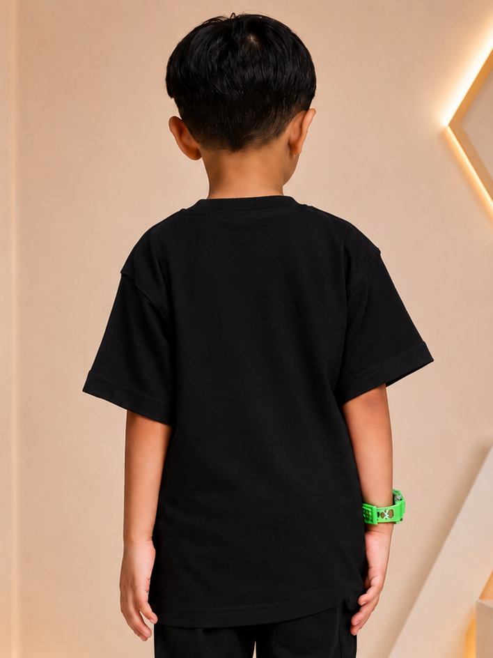 CUTE BLUE PUPPY OVERSIZED T-SHIRT FOR BOYS GIRLS BLACK