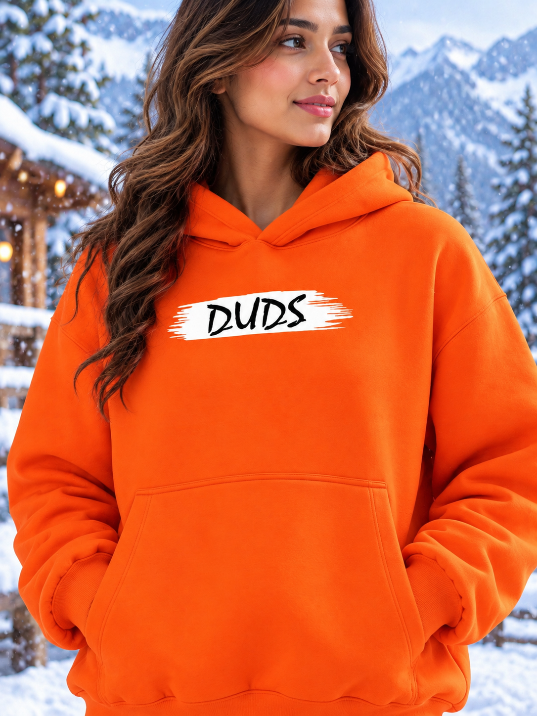 WOMEN BLOOM QUOTE FLEECE OVERSIZED HOODIE ORANGE