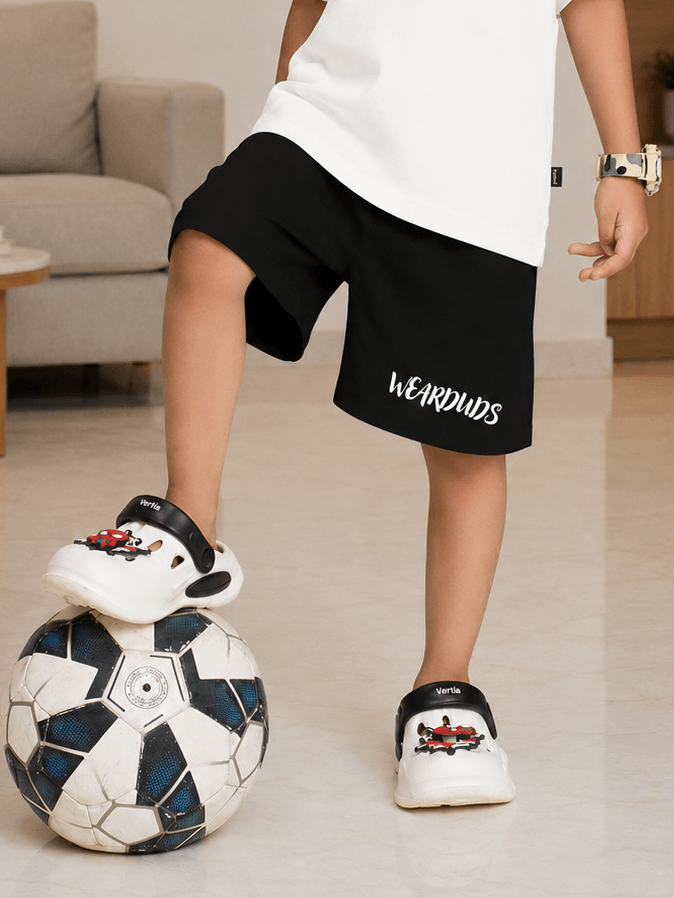 EARPHONE GRAPHIC SHORTS FOR BOYS GIRLS BLACK