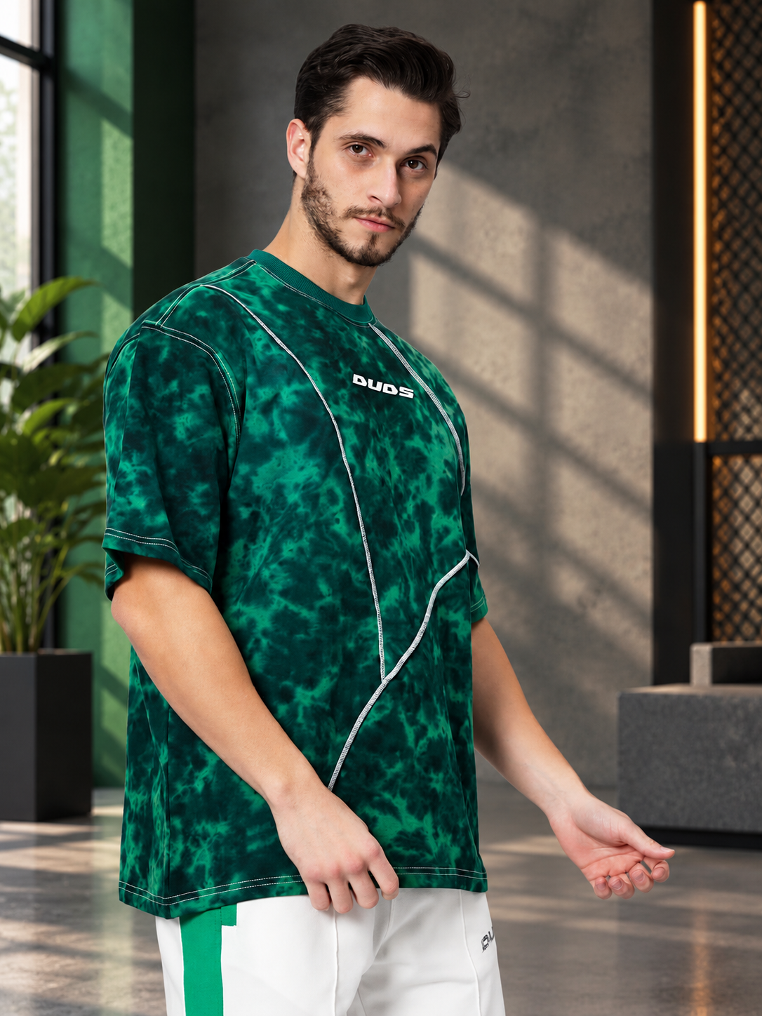 ICONIC TIE-DYE OVER-SIZED T-SHIRT GREEN