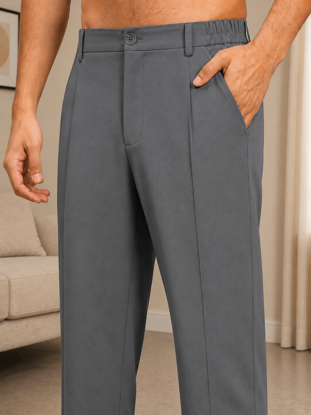 HIGH-FLEX TAILORED PANTS IN GREY