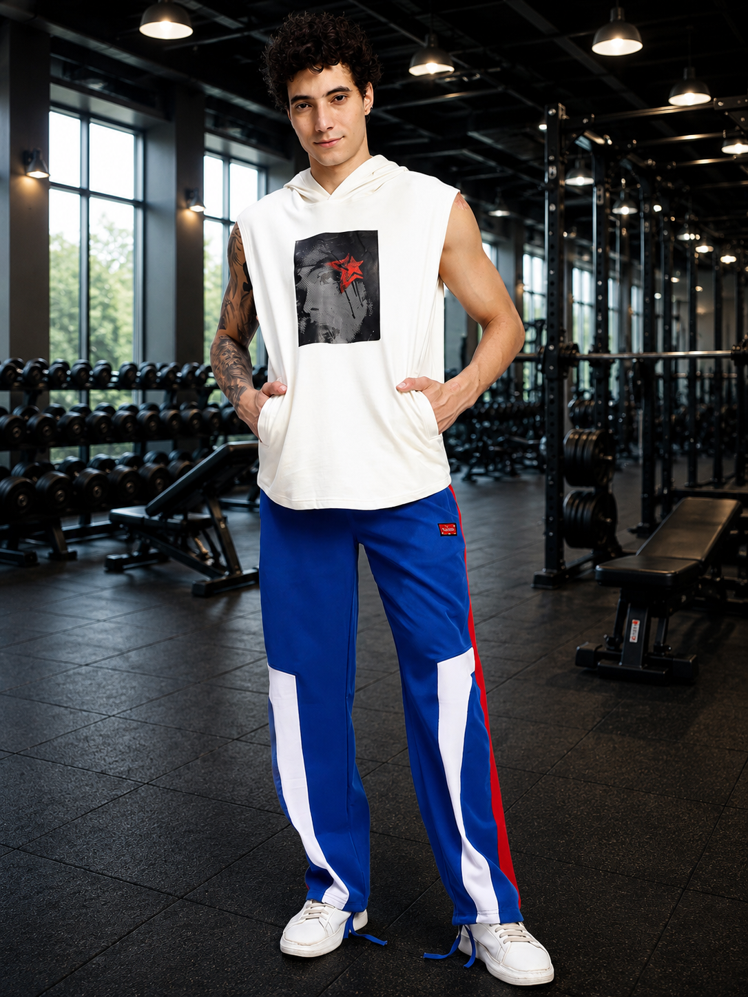 SHADOW FACE SLEEVELESS T-SHIRT WHITE