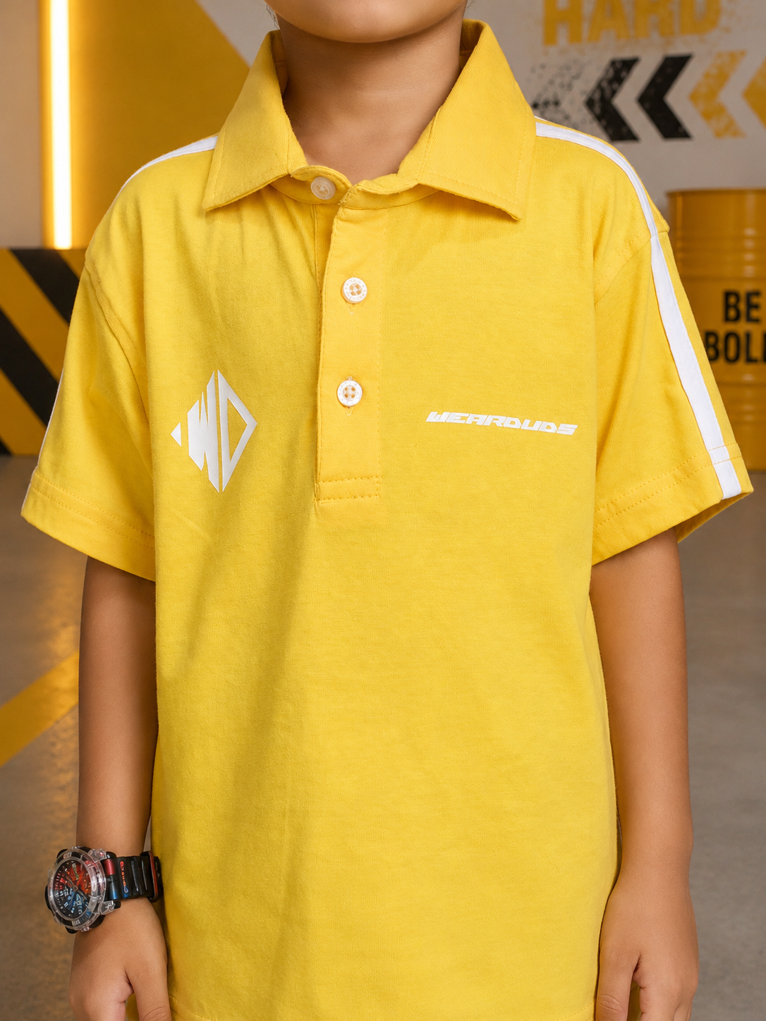 CHAMPION TRACK POLO CO-ORD FOR BOYS GIRLS YELLOW BLACK