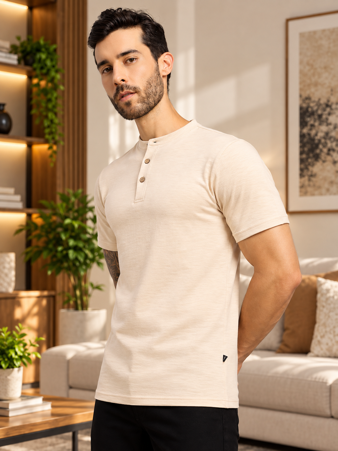 ALBET REGULAR FIT T-SHIRT BEIGE