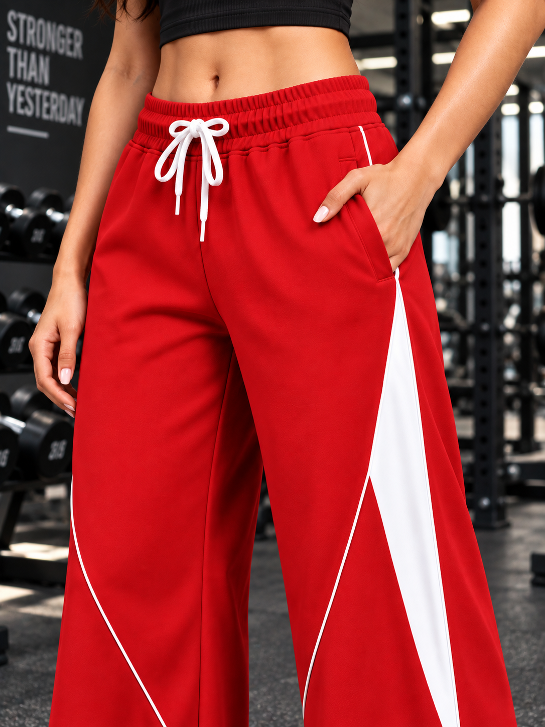 WOMEN BOLD ELECTRIC RELAXED-FIT JOGGERS RED