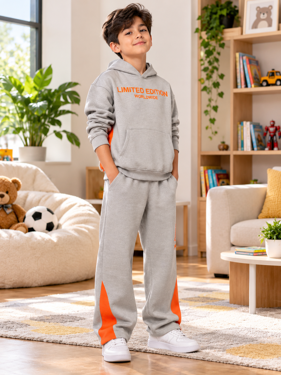 WORLDWIDE FLEECE CO-ORD FOR KIDS GREY