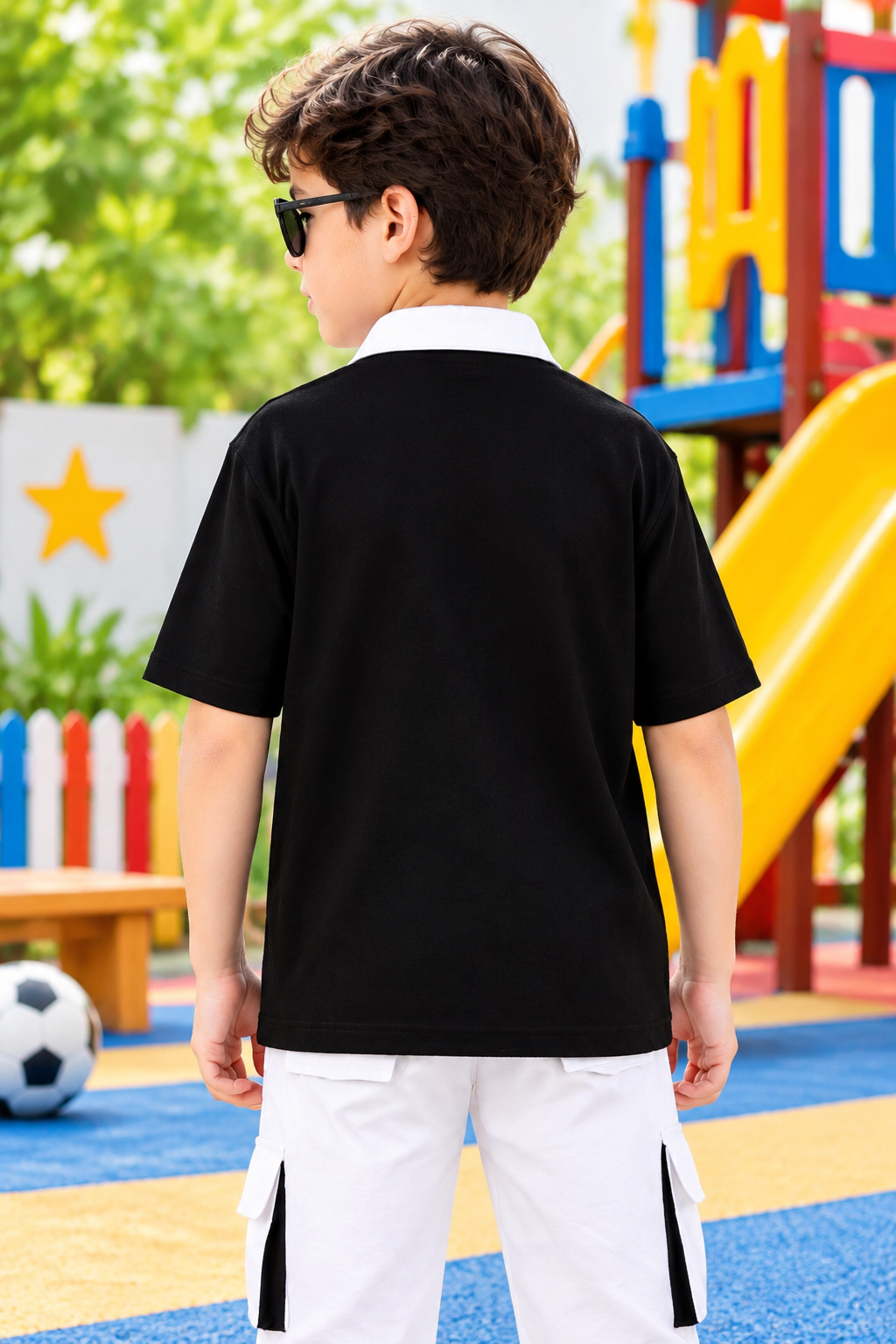SAGOL POLO OVERSIZED T-SHIRT KIDS BLACK