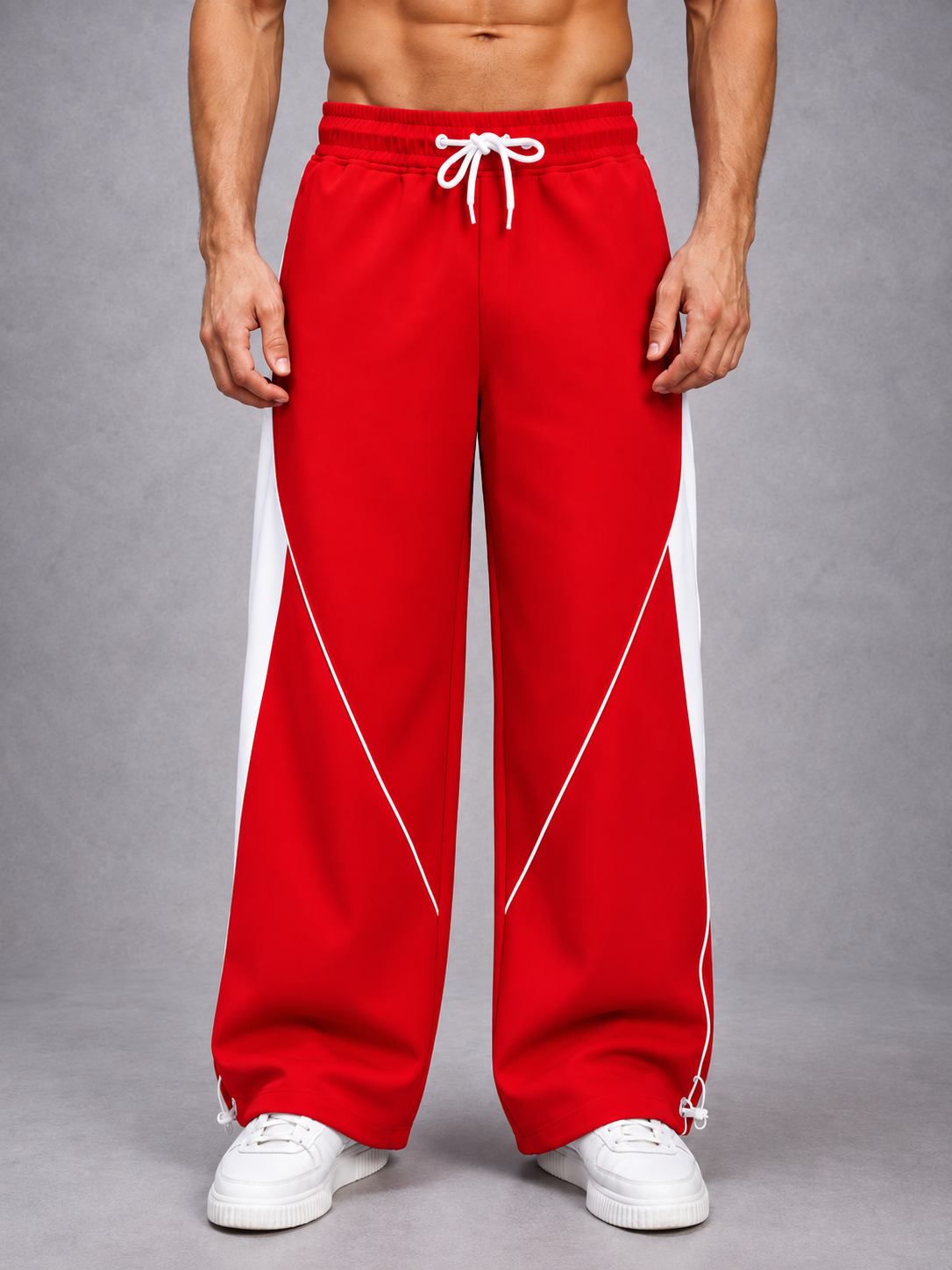 BOLD ELECTRIC RELAXED FIT JOGGERS RED WHITE