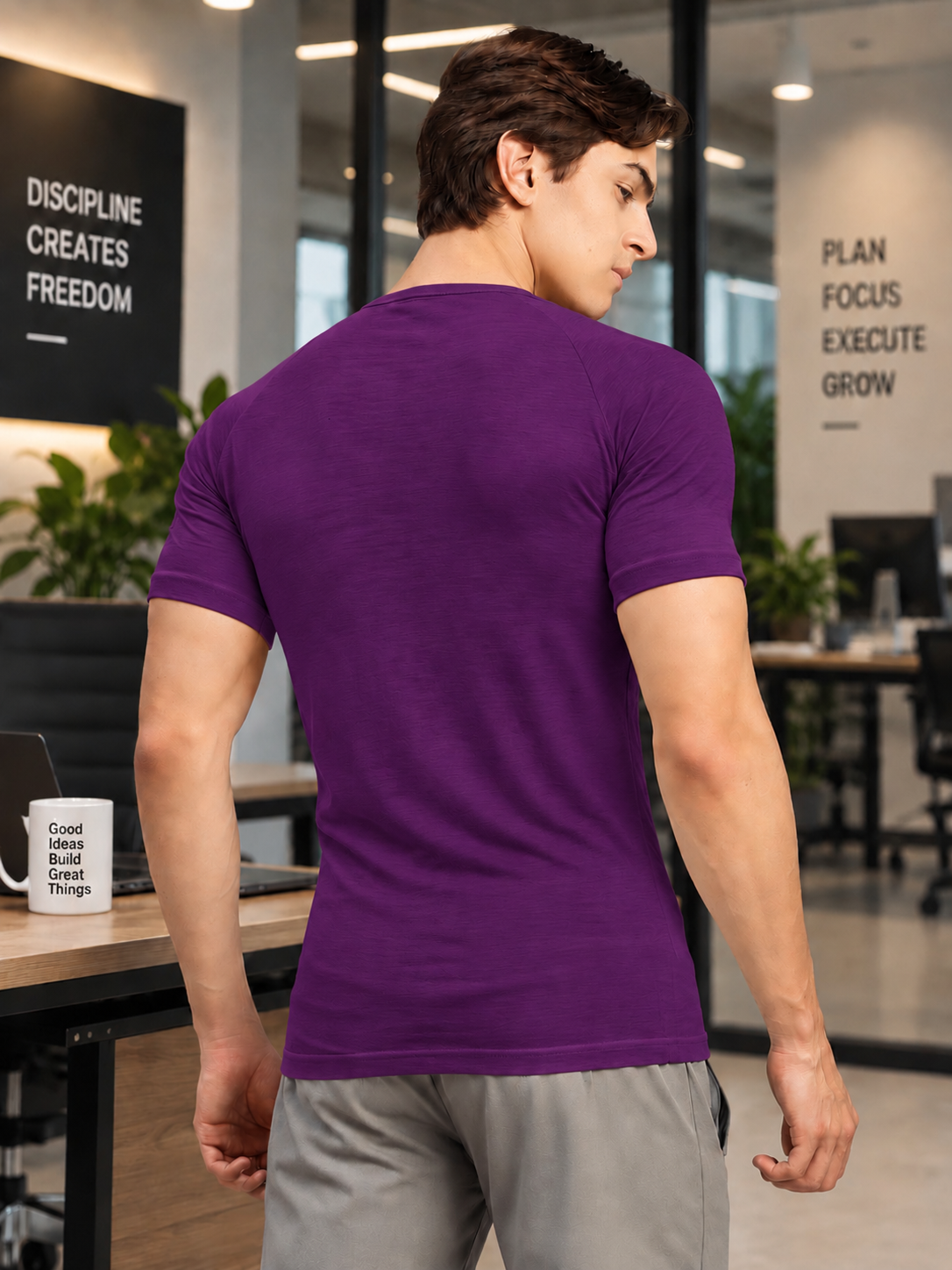 SLEEVE BUTTON HENLEY PURPLE