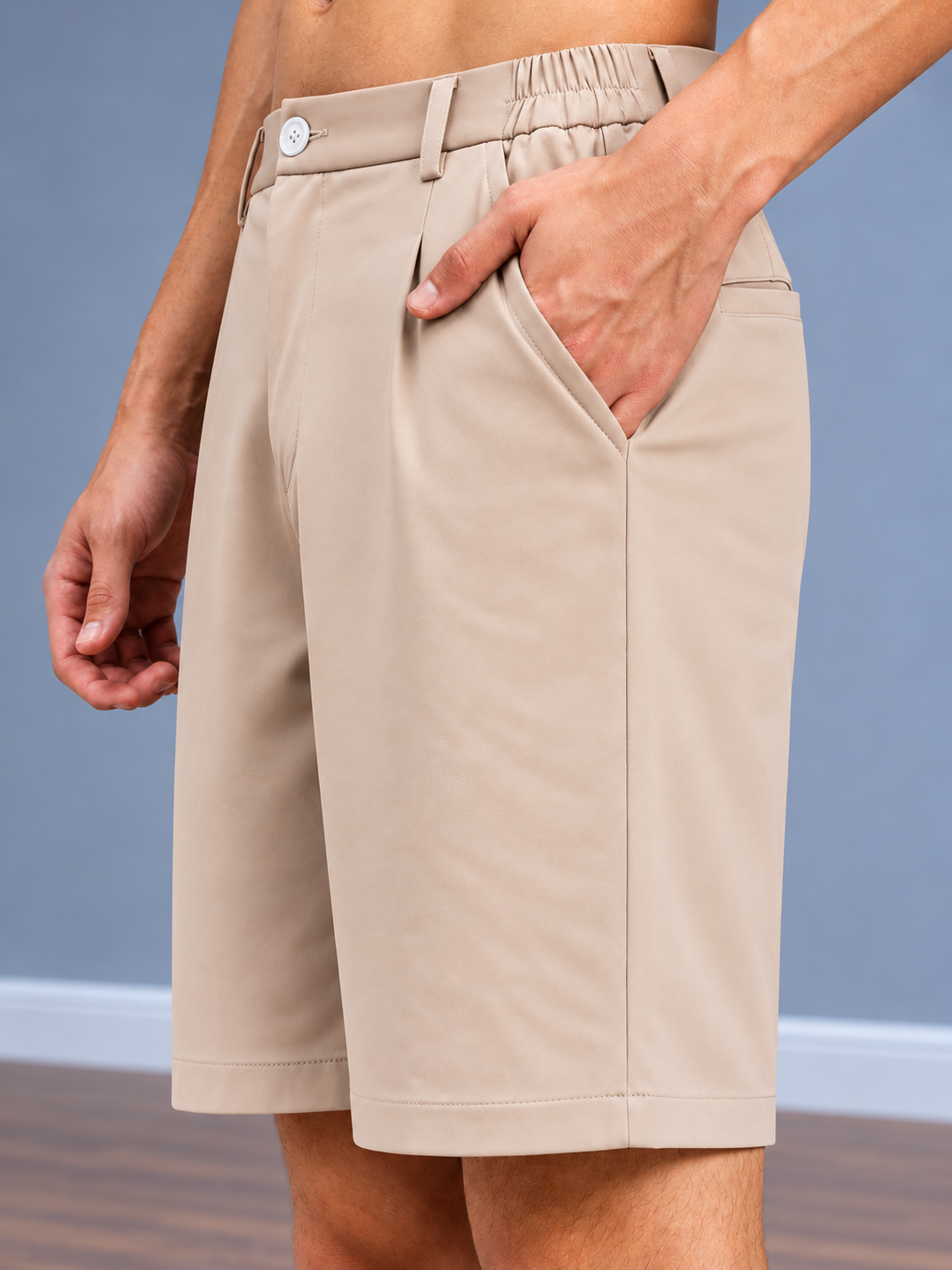 ELASTIC RUNNING REGULAR SHORTS BEIGE