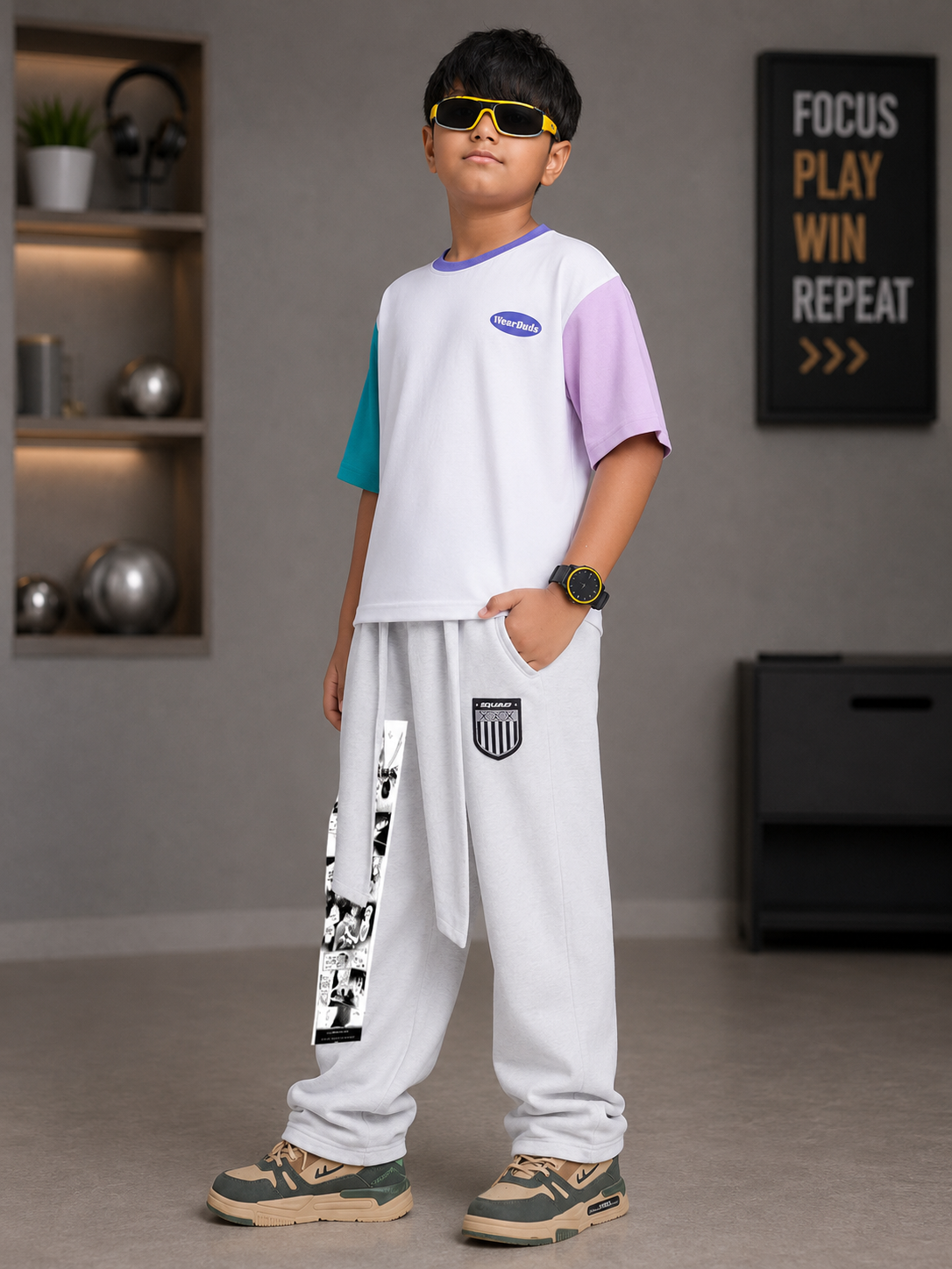 CHILL CO-ORD FOR BOYS GIRLS WHITE MULTI