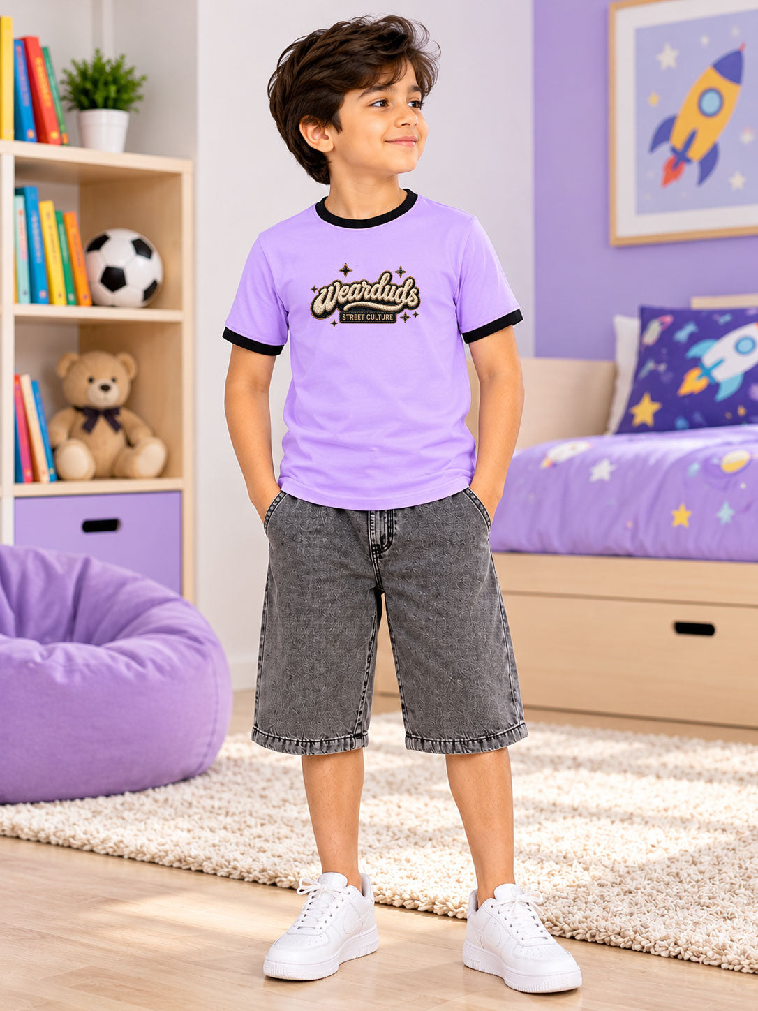 STREET CULTURE REGULAR FIT T-SHIRT FOR BOYS GIRLS PURPLE