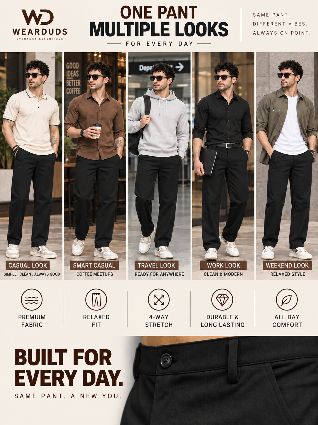 MODERN STREAMLINED PANTS BLACK