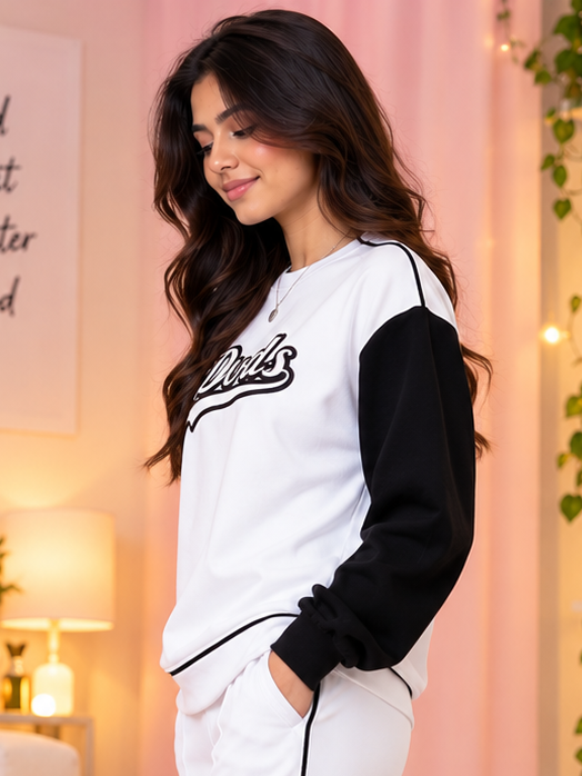 WOMEN HUNK OVER-SIZED SWEATSHIRT T-SHIRT WHITE BLACK
