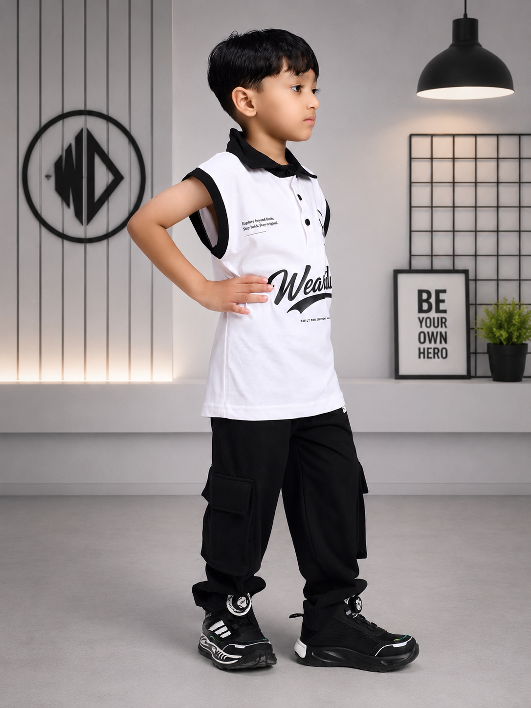 EVERYDAY ADVENTURE CO-ORD FOR BOYS GIRLS WHITE BLACK