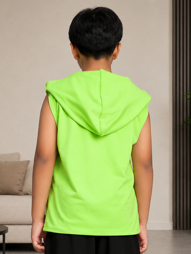 CYBER LIME GRAPHIC HOODED T-SHIRT FOR BOYS GIRLS NEON GREEN
