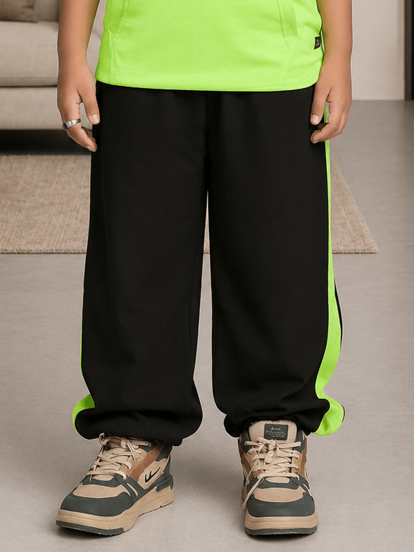 CYBER LIME JOGGER FOR BOYS GIRLS BLACK featuring vibrant lime accents and sleek black design.