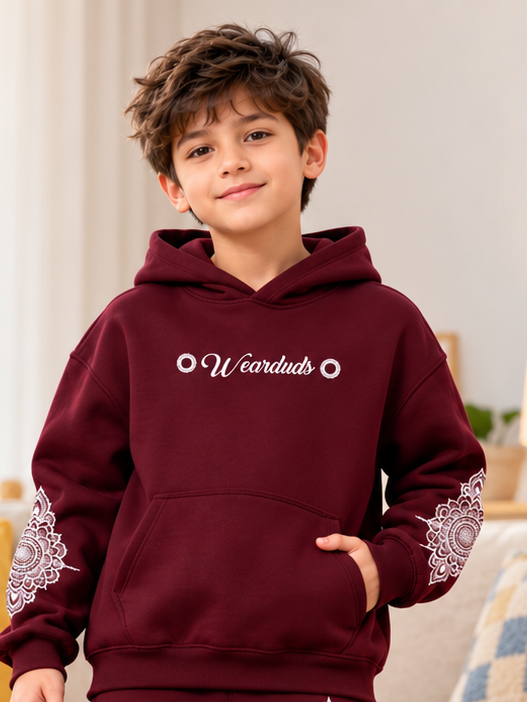 YANTRA FLEECE HOODIE FOR KIDS WINE