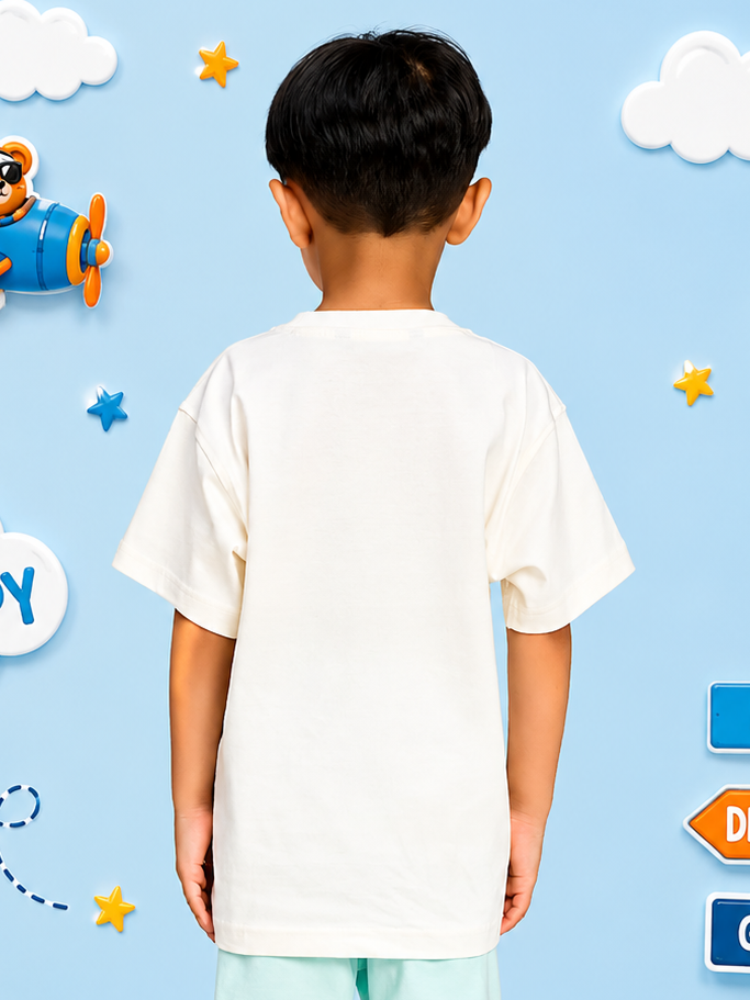 CARTOON BEAR T-SHIRT FOR BOYS GIRLS WHITE