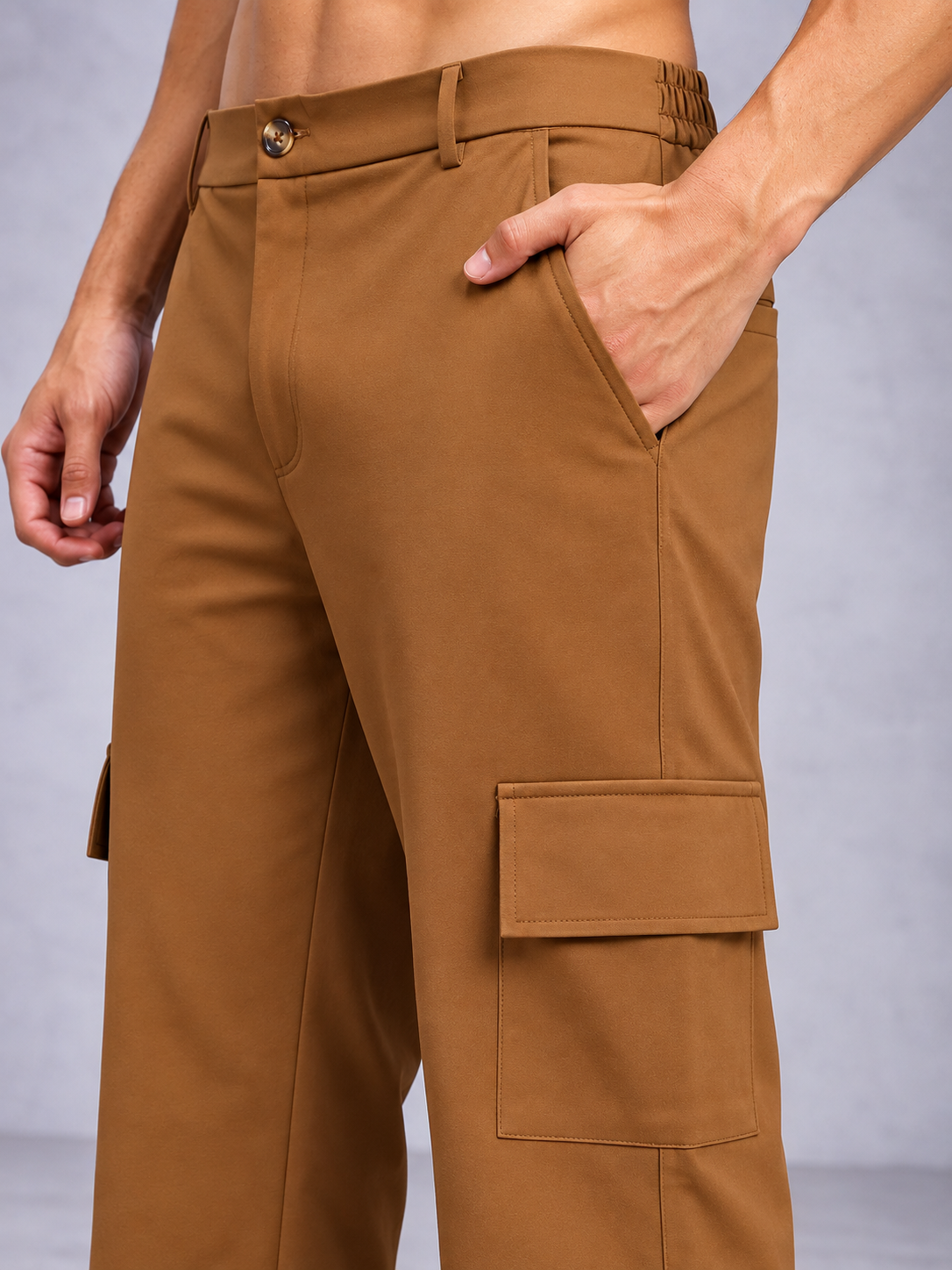 BELT LOOPS CARGO TROUSERS BROWN