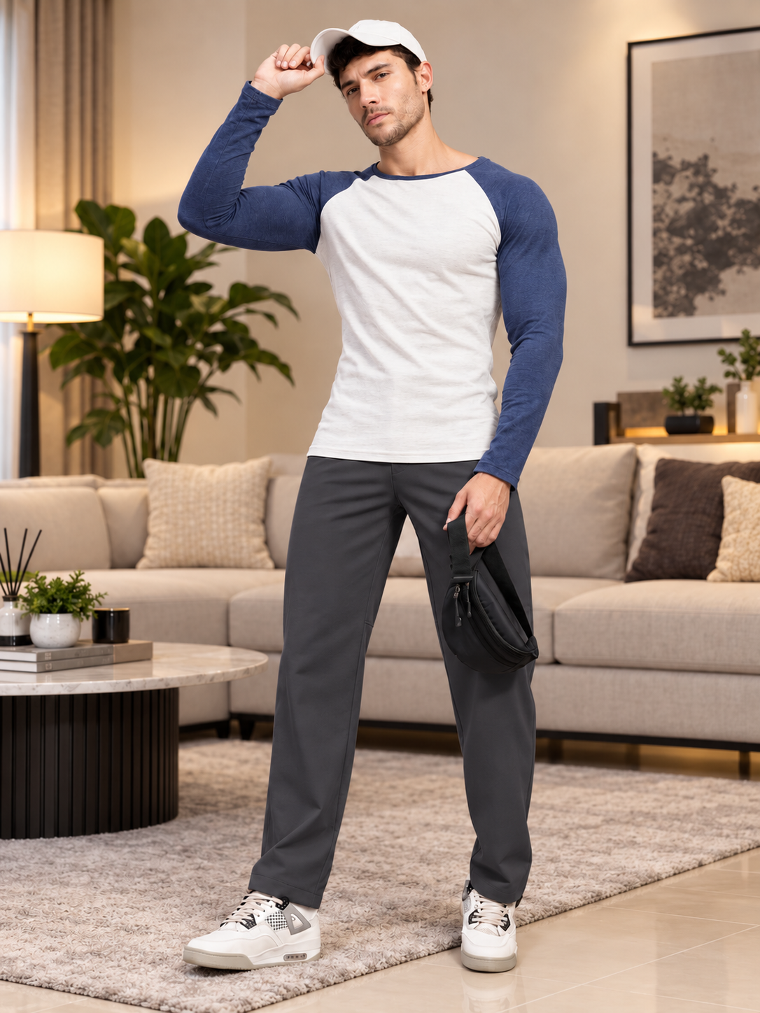 STRETCH STRAIGHT CASUAL PANTS GREY