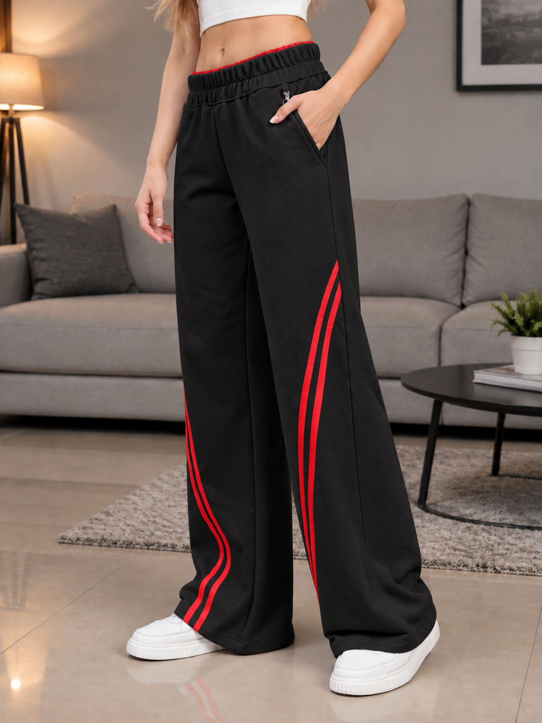 WOMEN SNOW STREETWEAR BAGGY JOGGERS BLACK