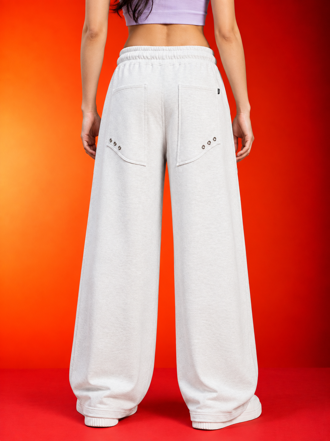WOMEN STREETWEAR LOOSE-FIT GRAPHIC MELANGE GREY