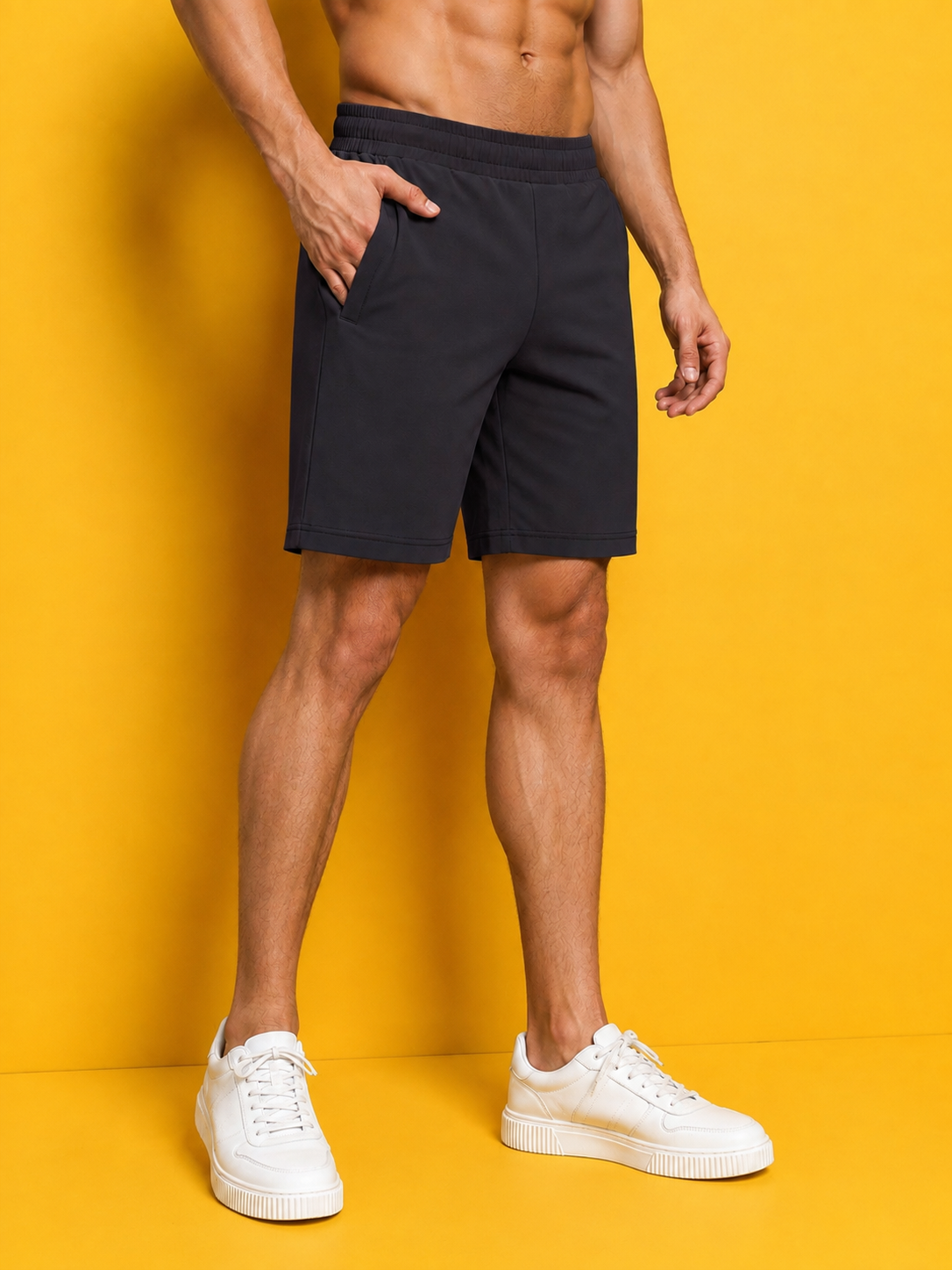 SLIM-FIT SOLID REGULAR SHORTS DARK GARY