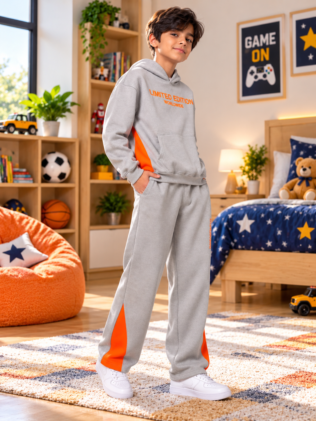 WORLDWIDE FLEECE CO-ORD FOR KIDS GREY