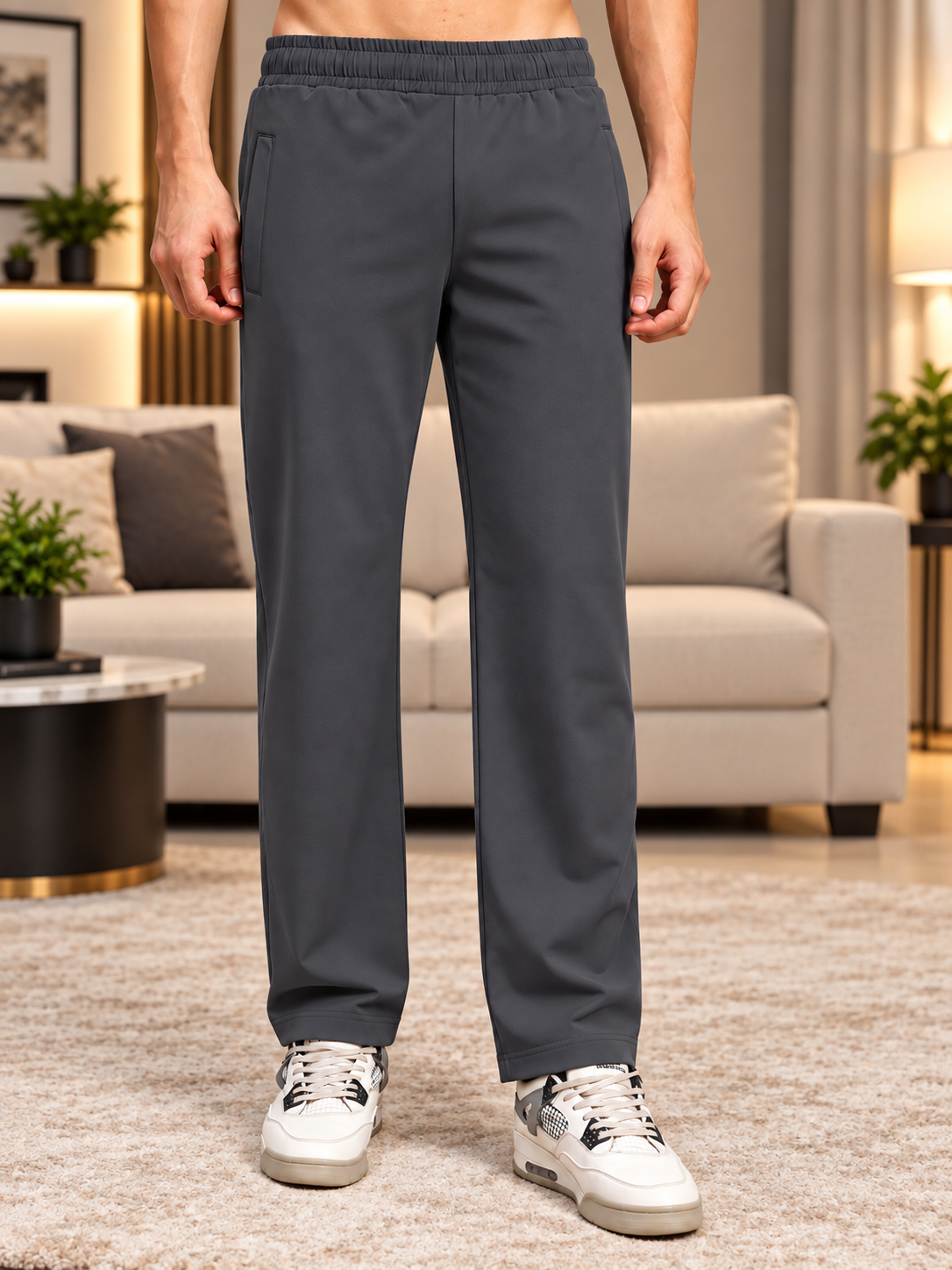 ESSENTIAL FLEX FIT CASUAL PANTS DARK GREY