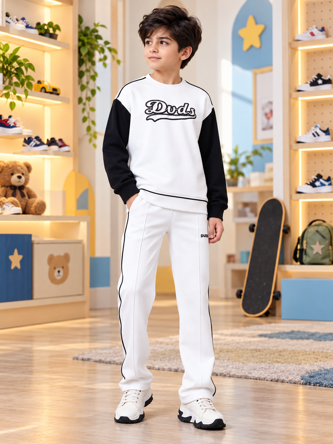 HUNK OVERSIZED CO-ORD SET KIDS WHITE BLACK
