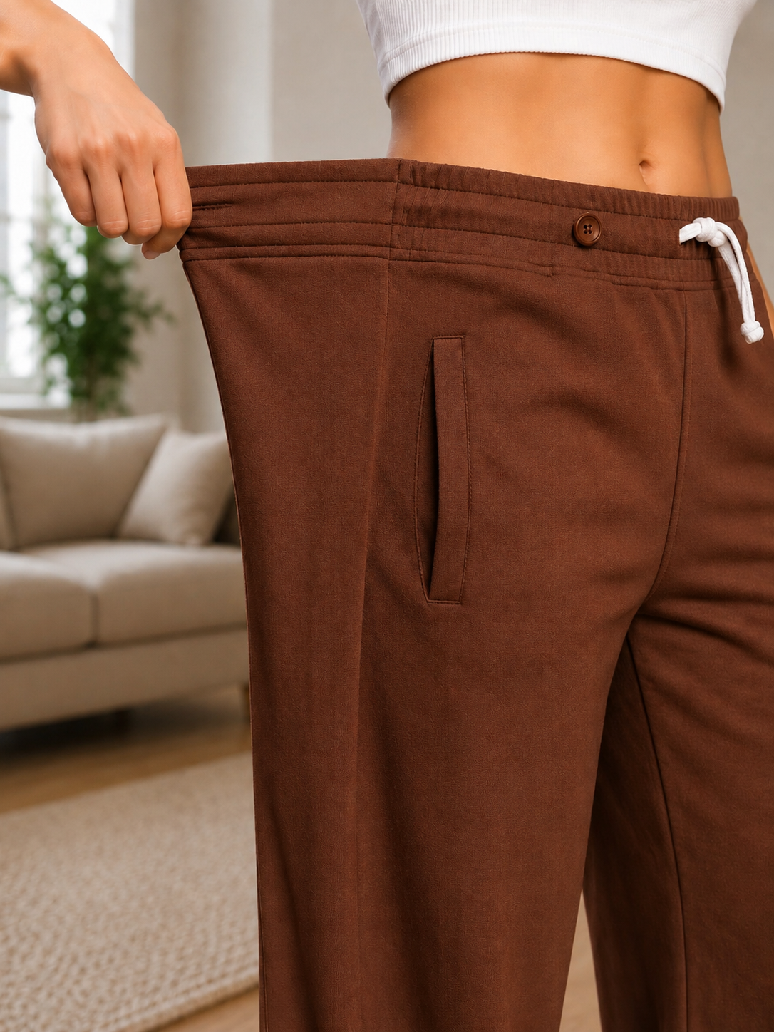 WOMEN OMEGA FLOW WIDE FIT JOGGERS DARK BROWN