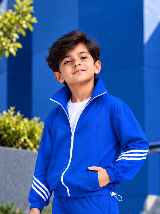 STREETWEAR THREE STRIPE JACKET FOR BOYS GIRLS BLUE