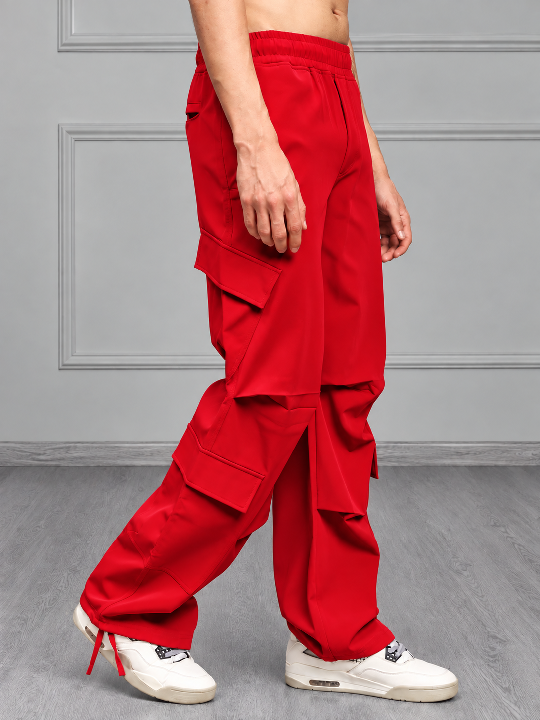 TACTICAL FIT MULTI POCKET CARGO PANTS RED